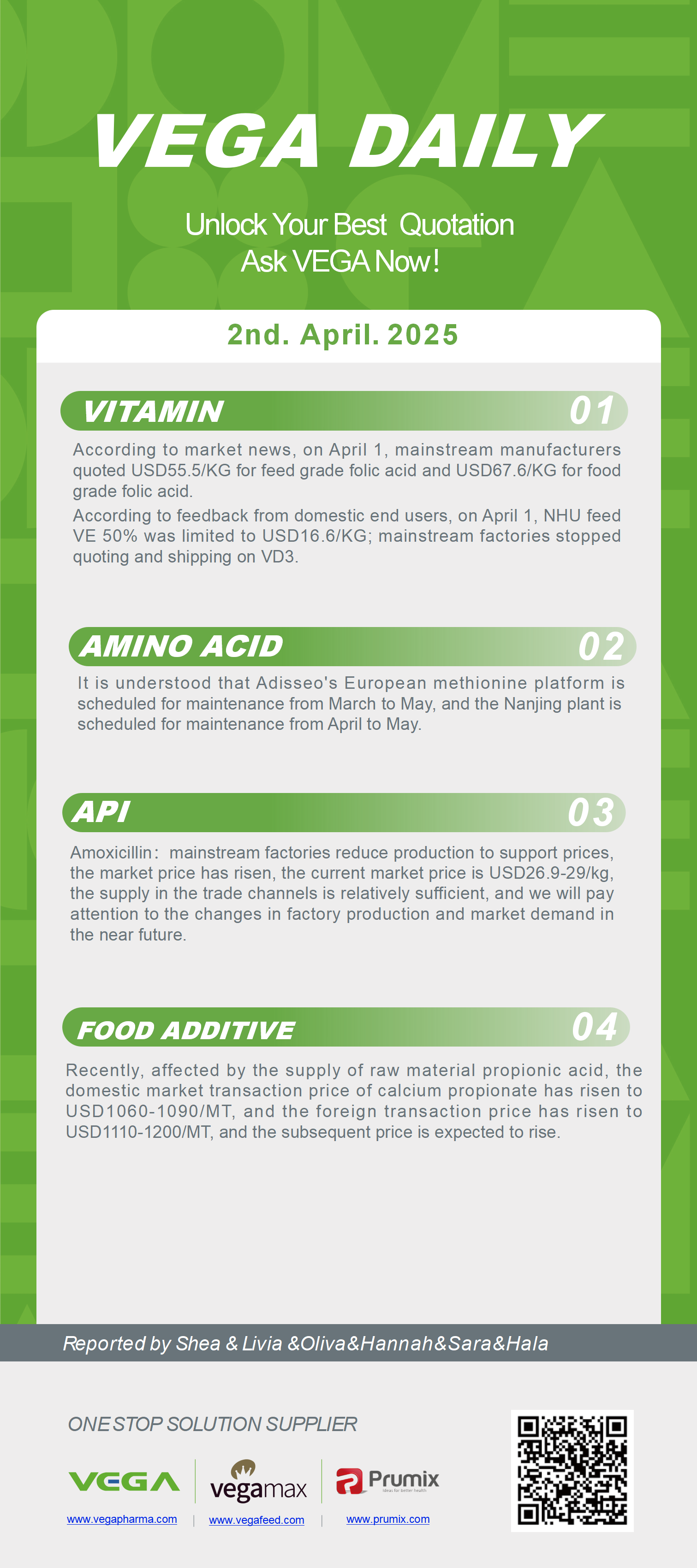 Vega Daily Dated on Apr 2nd 2025 Vitamin Amino Acid APl Food Additives.jpeg
